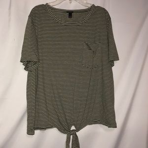 NEW nwot JCrew striped tie front top XL